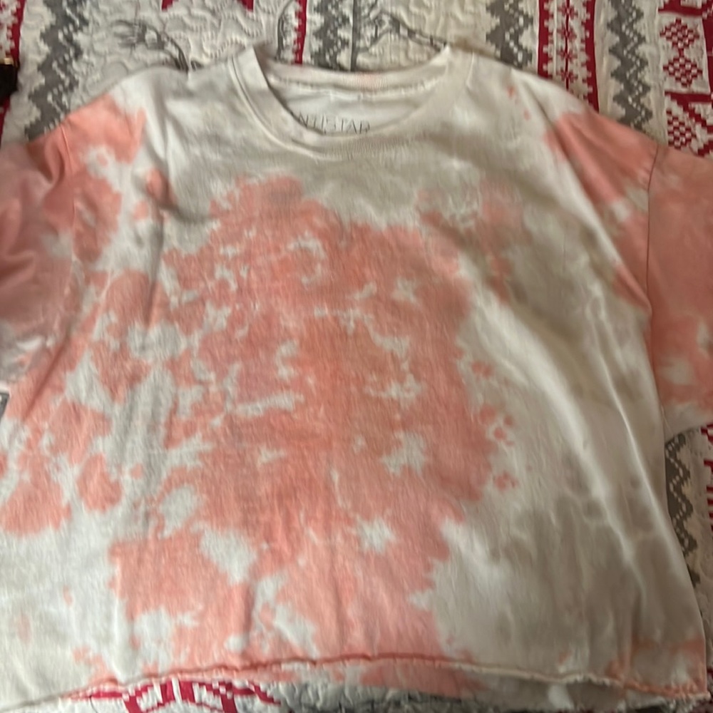 Gray and Pink Tye-Dye Crop Top